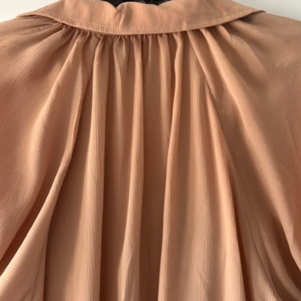 HeySon Blouse L Blush Peach Puff Sleeves Feminine Romantic Shabby Chic Flow NWT - Picture 3 of 8